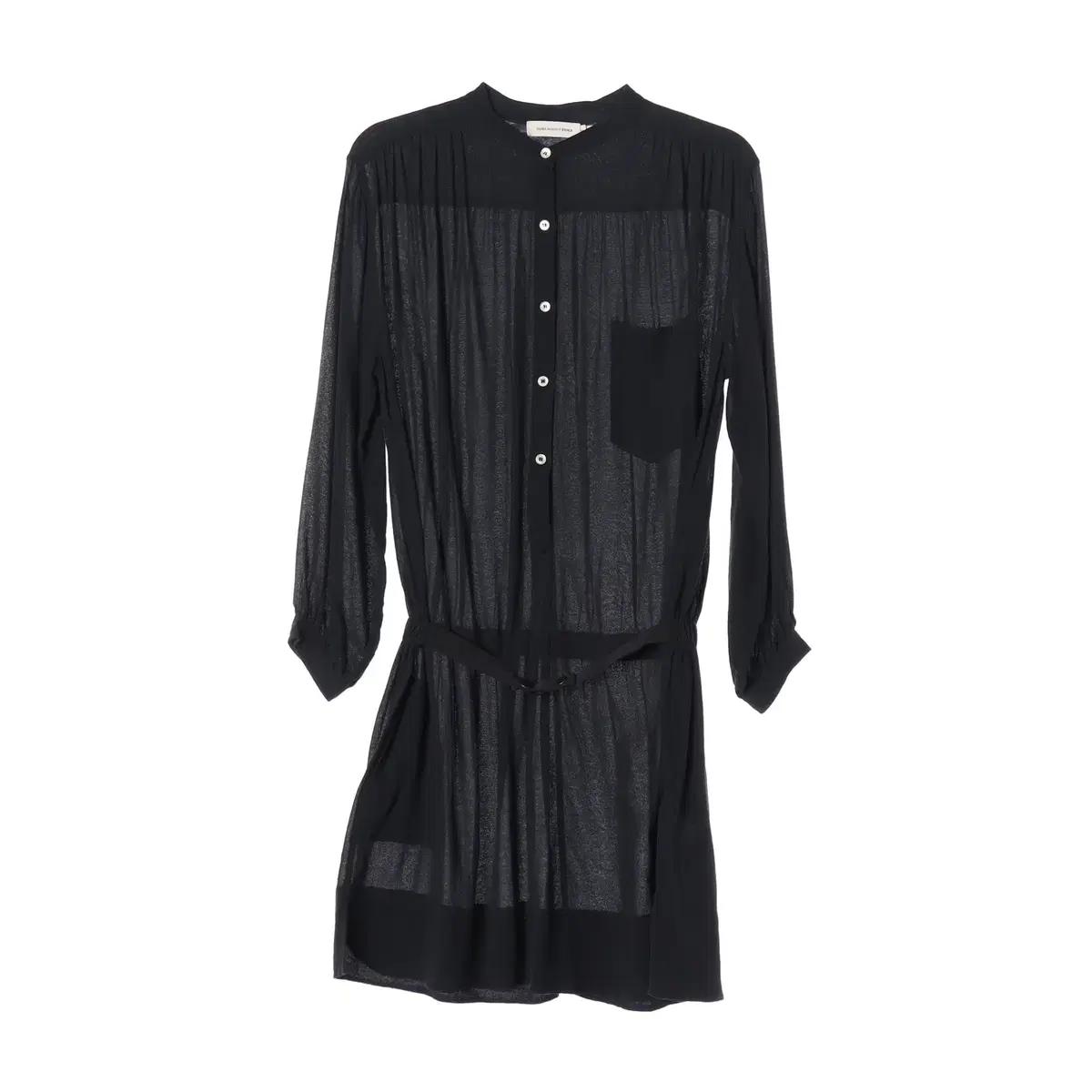 [S]이자벨마랑 블랙 노카라 벨트 루즈핏 긴팔 셔츠원피스