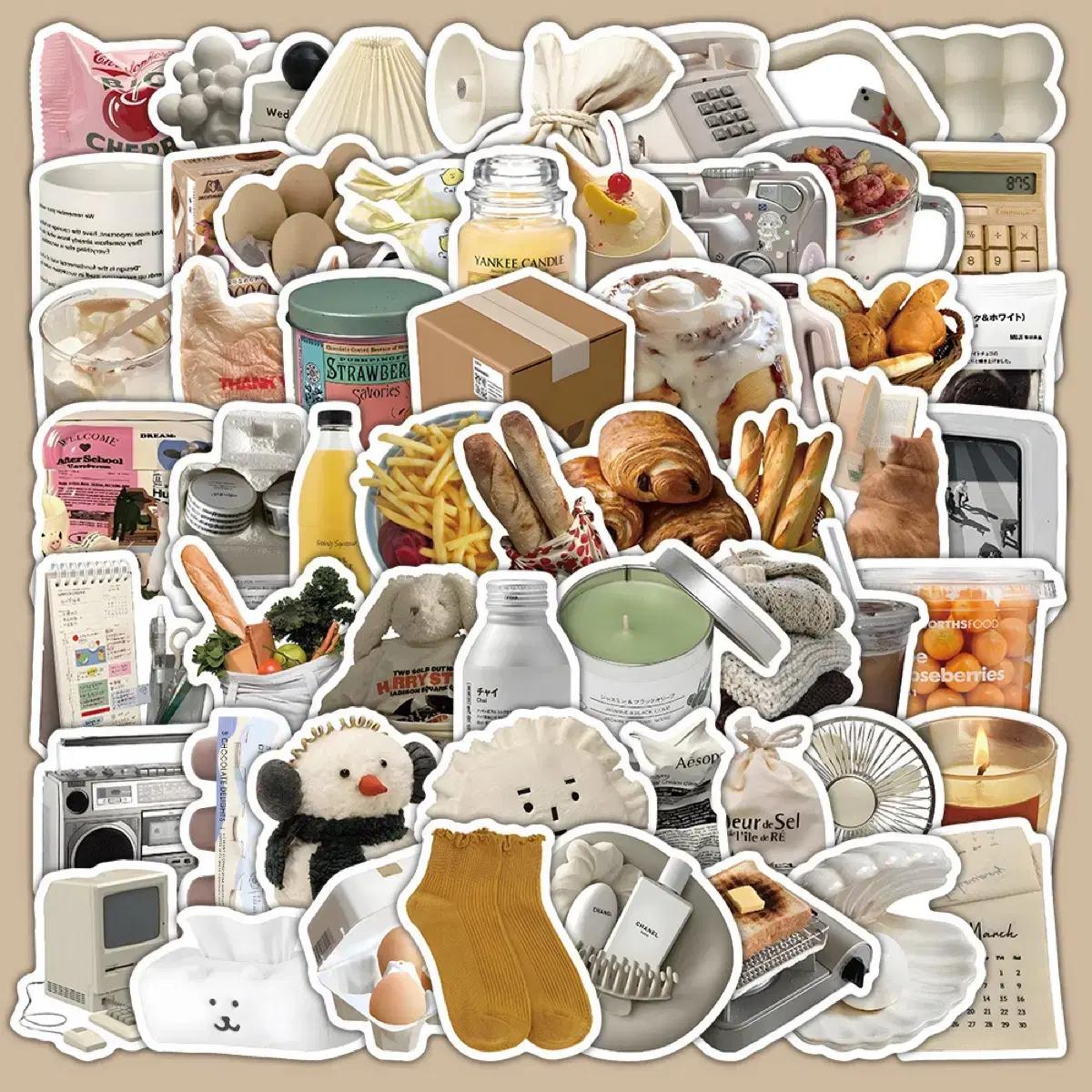 63p 홈카페 스티커 빈티지 감성 방수 캐리어 다꾸 노트북 다이어리 꾸미