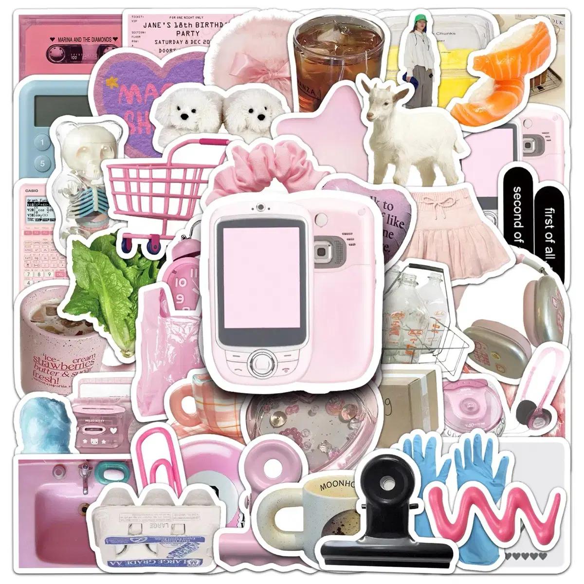 50p 자취방 스티커 빈티지 감성 방수 캐리어 다꾸 노트북 다이어리 꾸미