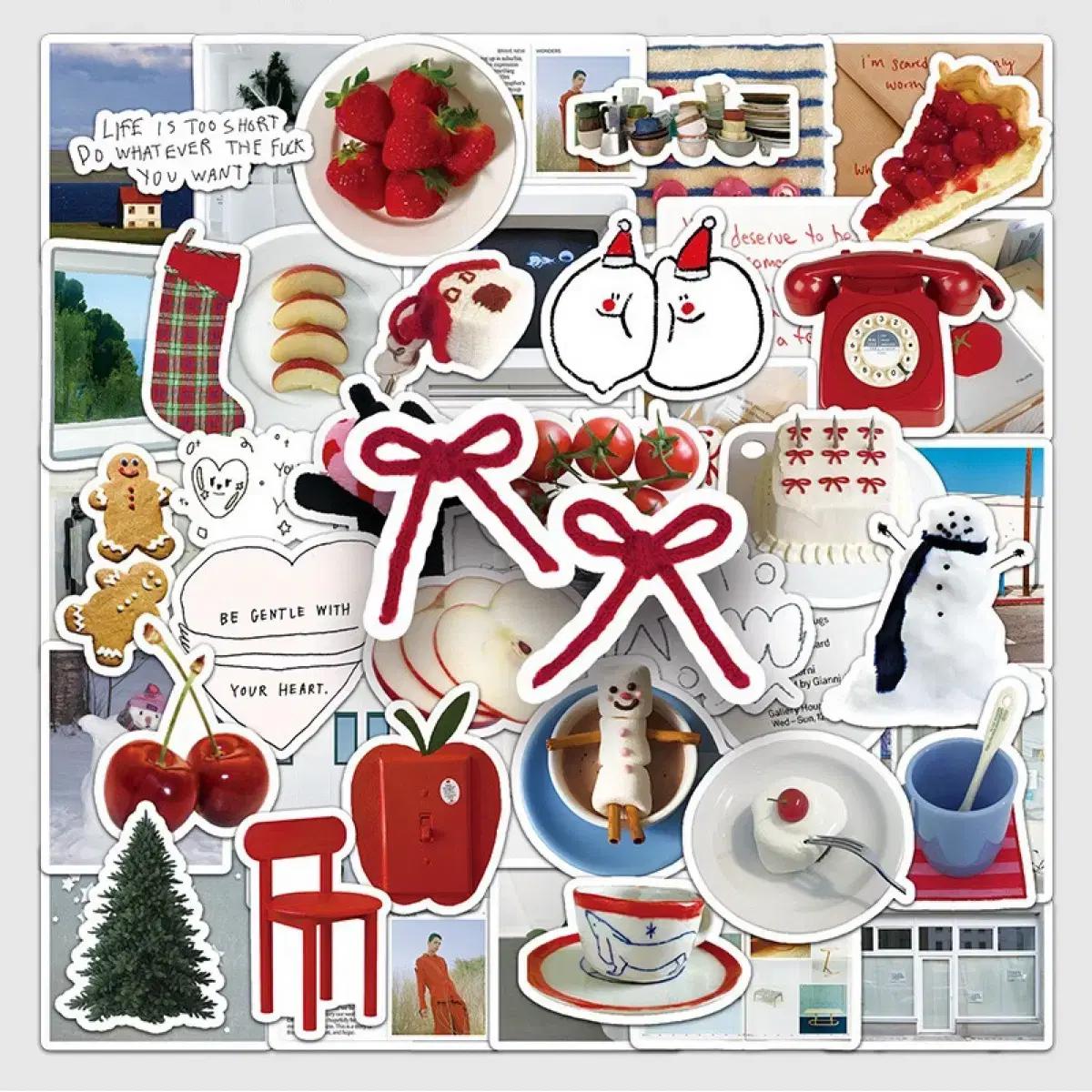 50p 추운 겨울 스티커 빈티지 감성 방수 캐리어 다꾸 노트북 다이어리