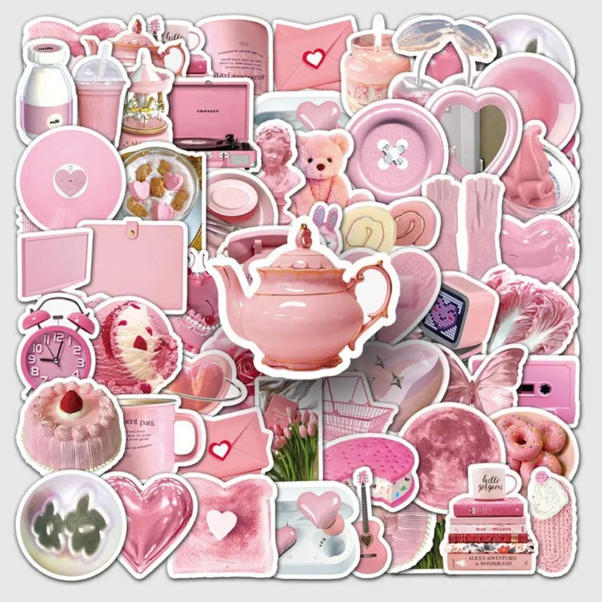 50p 핑크빛 스토어 스티커 빈티지 감성 방수 캐리어 다꾸 노트북 다이어