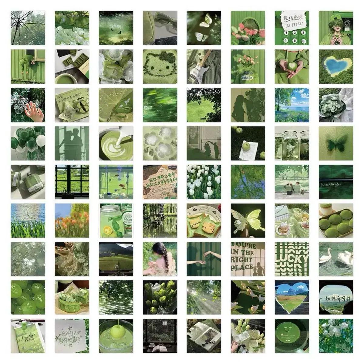 72p 그린 사각 스티커 빈티지 감성 방수 캐리어 다꾸 노트북 다이어리