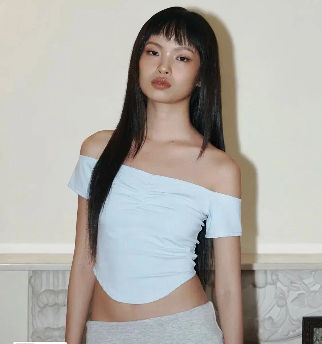 플리즈노팔로우 Abel Shirring Off-shoulder Top