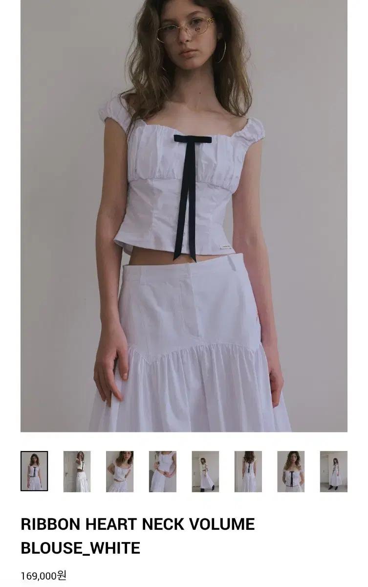 오버듀플레어 RIBBON HEART NECK VOLUME BLOUSE