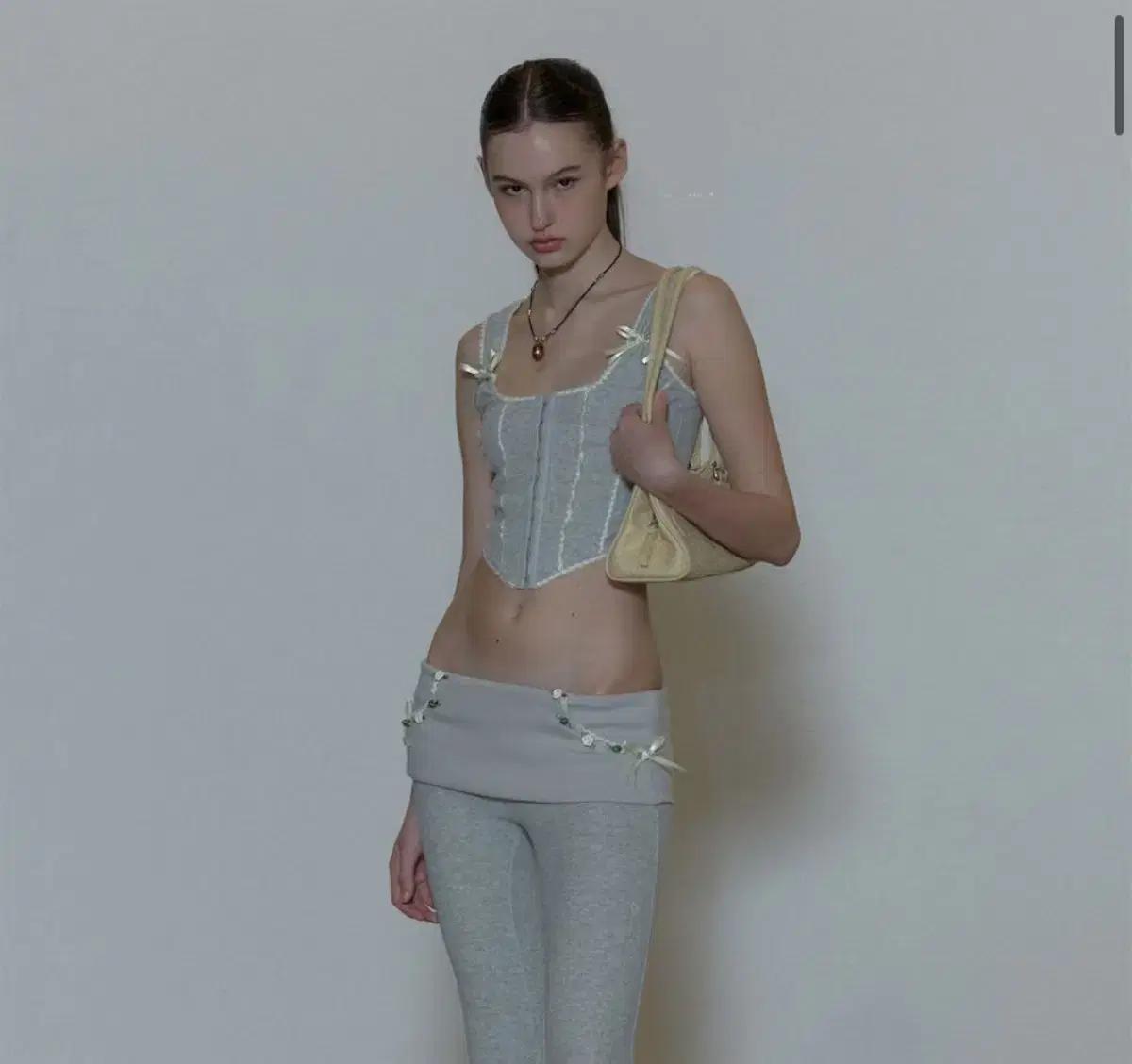 Rosy Terry Corset Top, Pants Gray 세트
