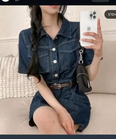 하와 군청 데님 원피스 드레스 (하객룩 y2k 데이트 휴양지