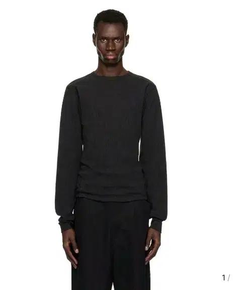 Entire Studios 워시드 블랙 써멀 롱 슬리브 티셔츠