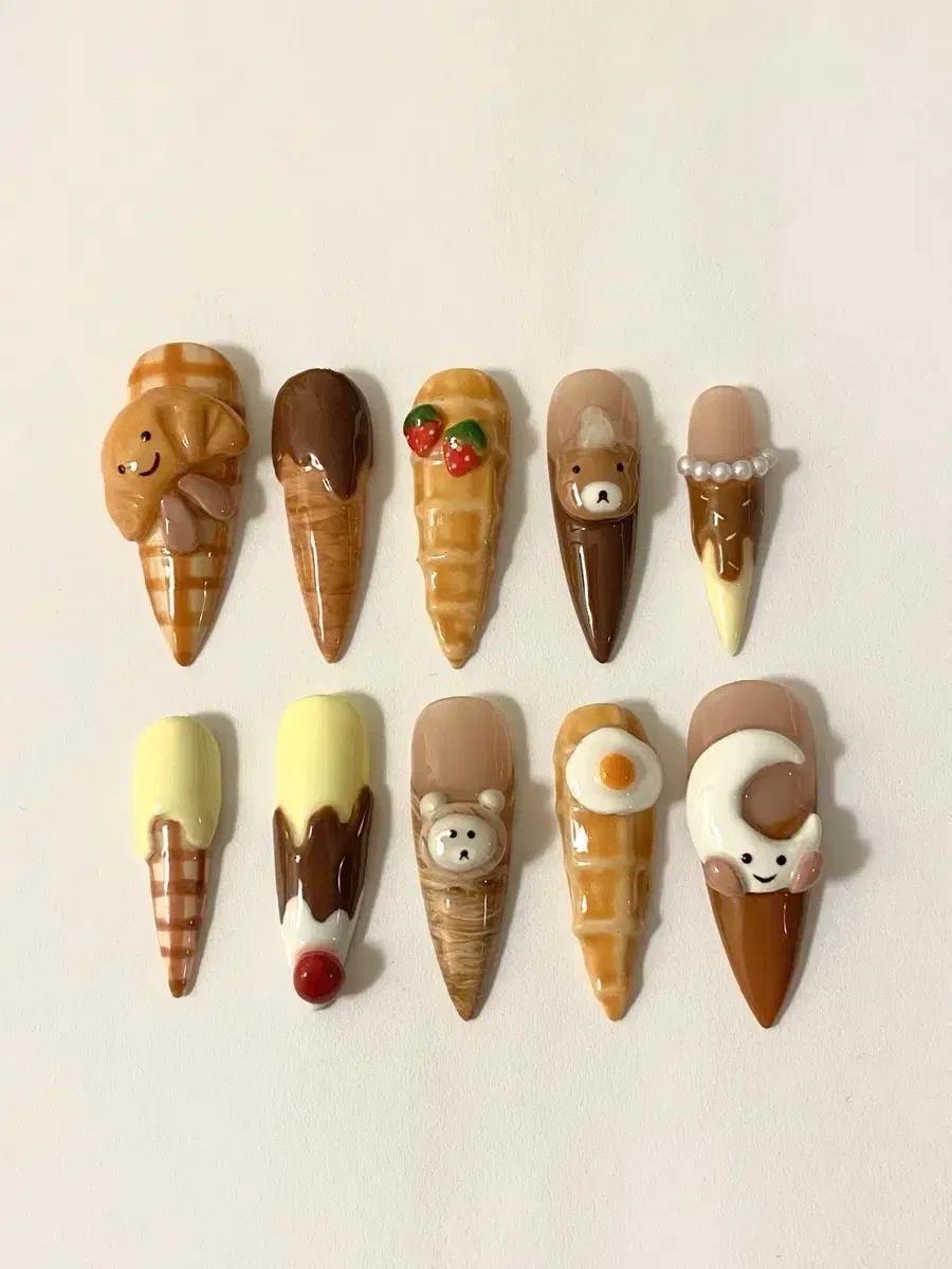brown jellycat nail set 수제네일팁