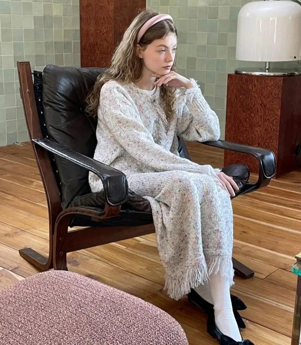 (택0,새상품) sinoon 시눈 홀리데이 프린지 니트 스커트