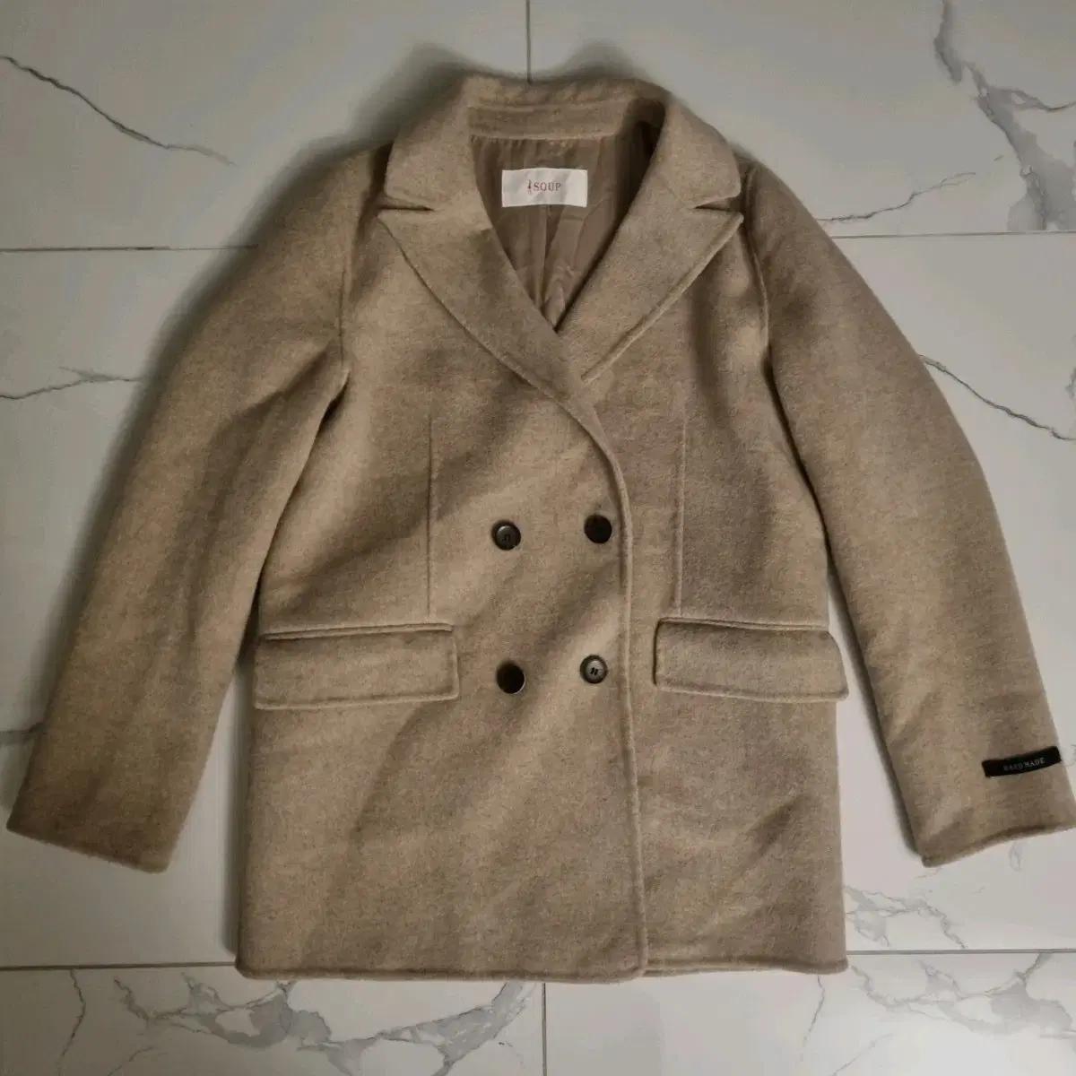 SOUP 숏 더블 코트 베이지