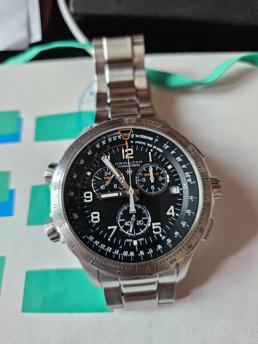 해밀턴 카키 엑스윈드 GMT 크로노 쿼츠 46mm 블랙 메탈 남성 시계