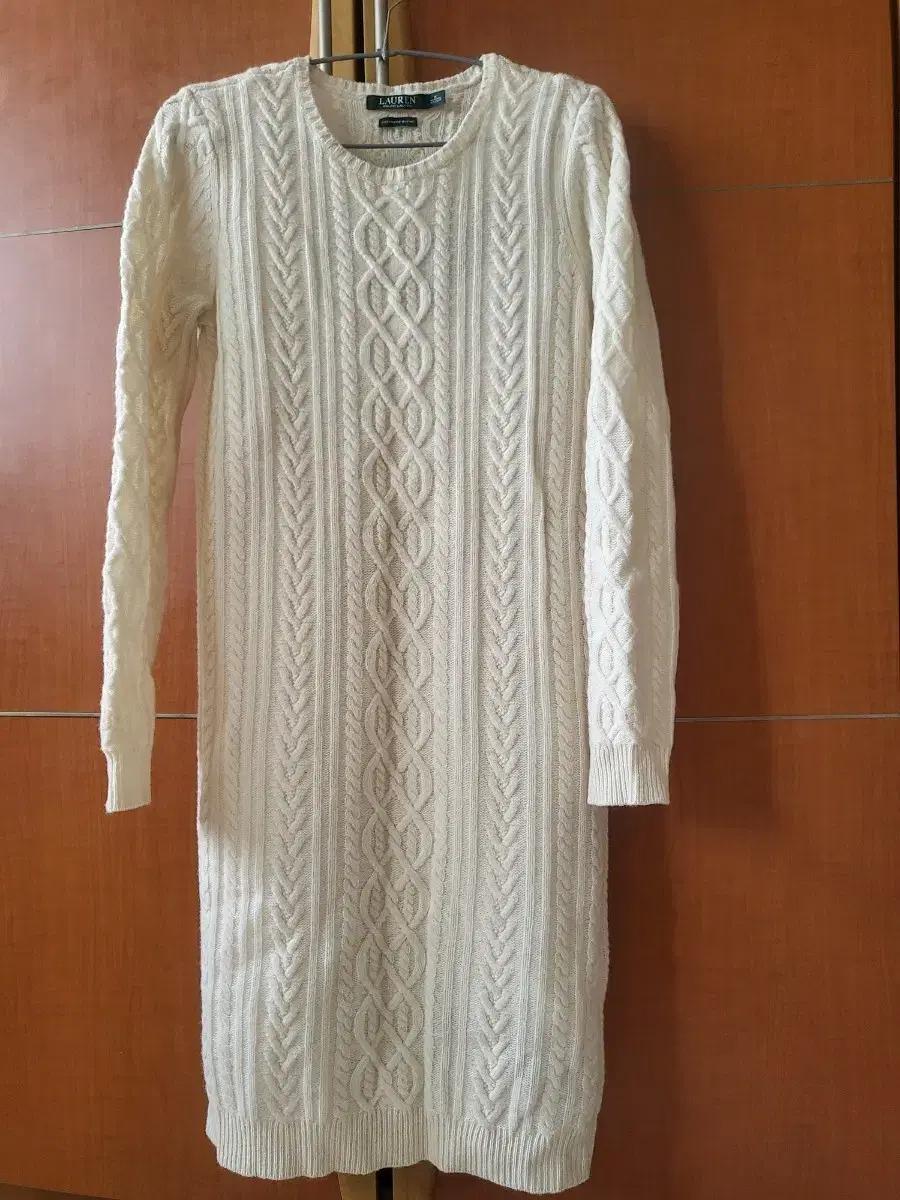 로렌 랄프로렌 케이블 니트 원피스 아이보리