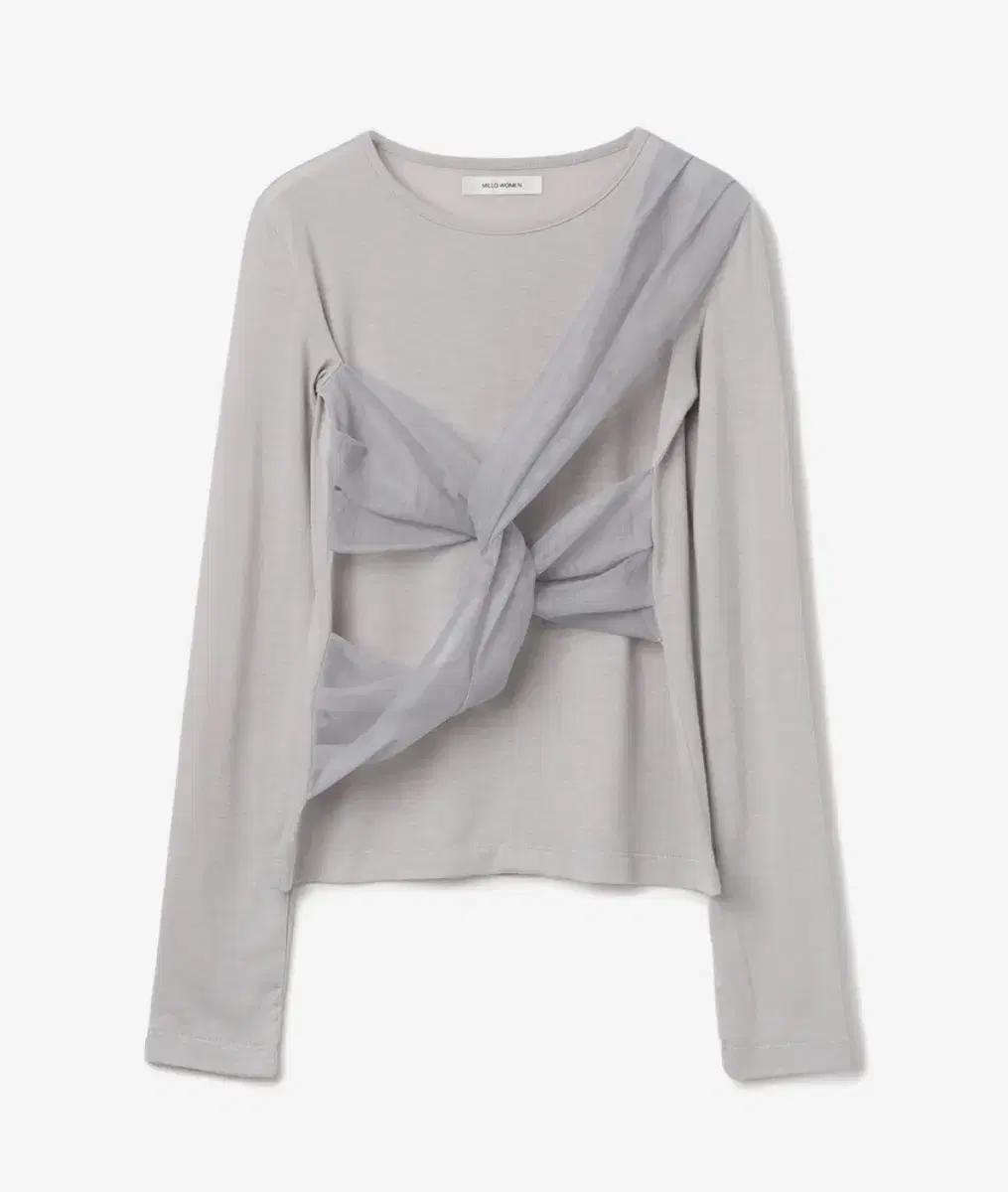 밀로 우먼 메쉬 트위스트 긴팔 티셔츠 그레이