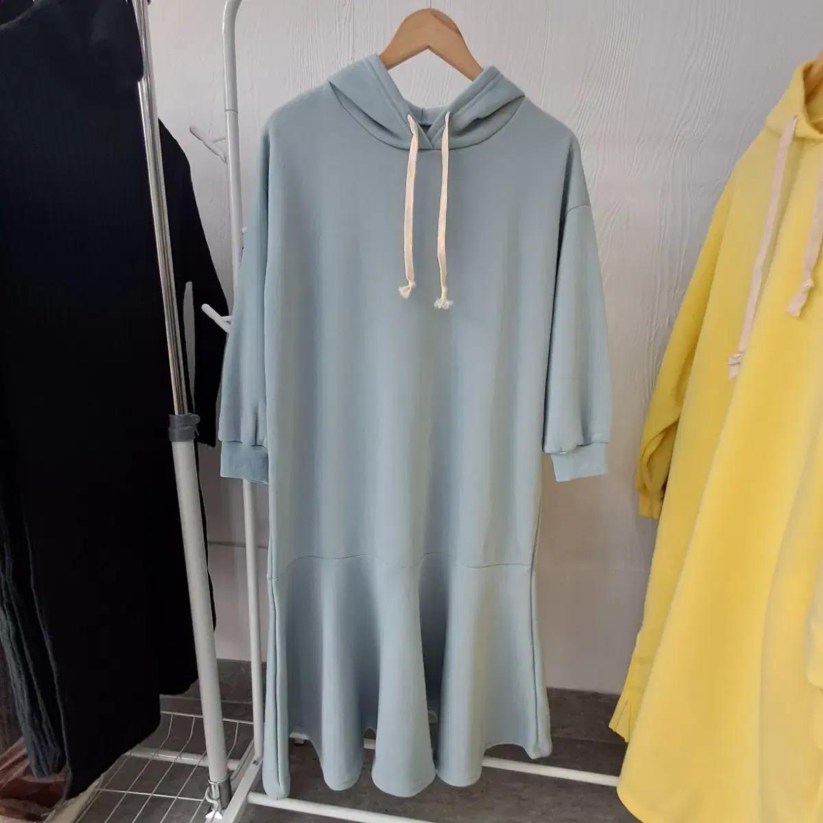 새옷~가게재고처리 이쁜하늘색후드원피스 봄가을후드원피스 프리