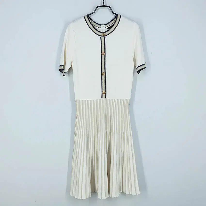 시슬리 여성 춘추 주름 니트원피스 아이보리 (HU40774)