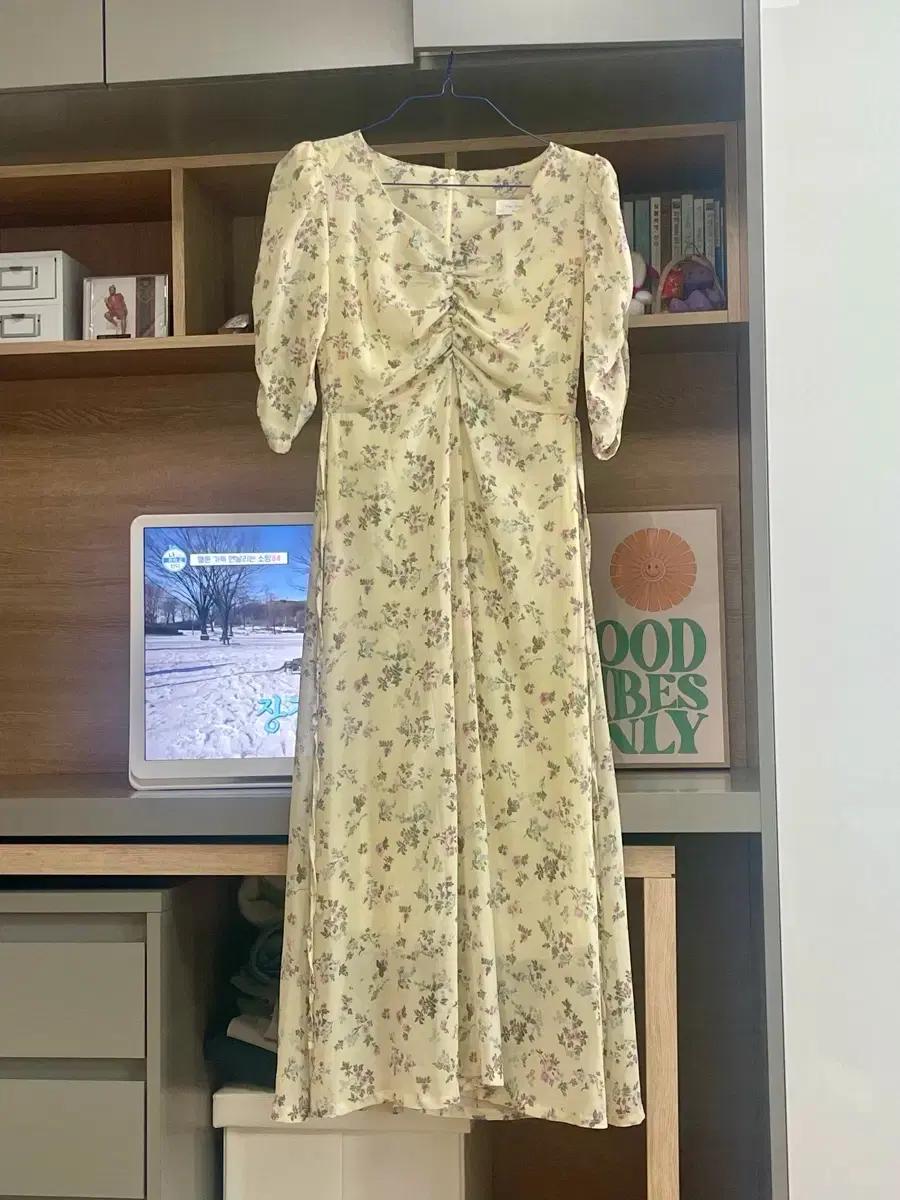 퍼프 셔링 쉬폰 롱원피스 (배송비 포함)