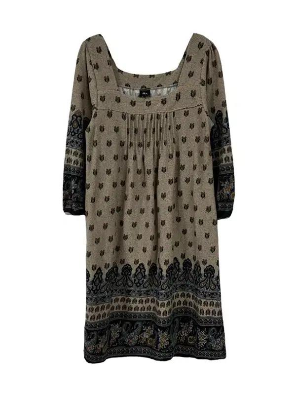 [S] PQ 고딕패턴 긴팔니트원피스 베이지