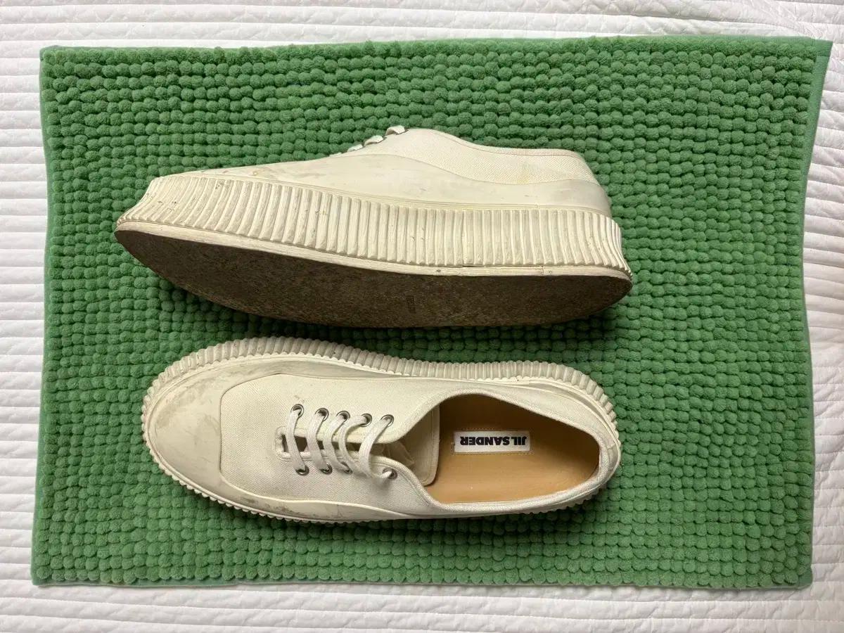 질샌더 아이보리 플랫폼 캔버스 슈즈