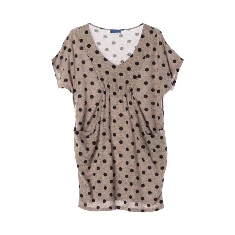 JAPAN (WOMEN - M) 폴리 도트 패턴 브이넥 니트 원피스