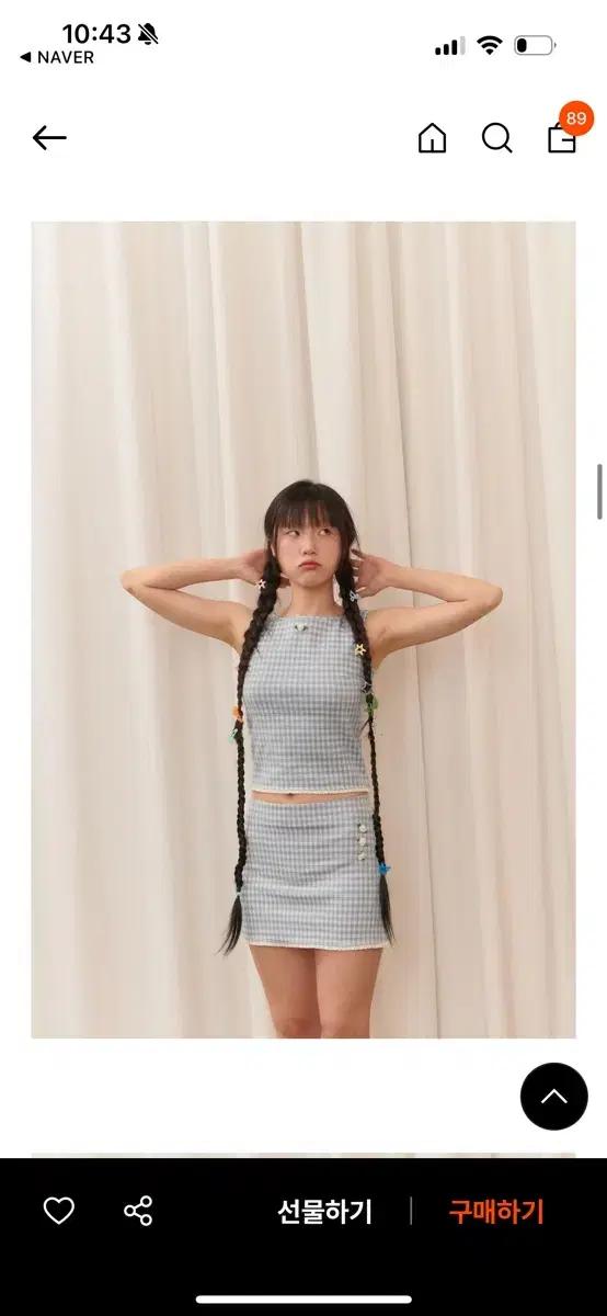 알크미 깅엄 레이스 체크 탑 셋업 s