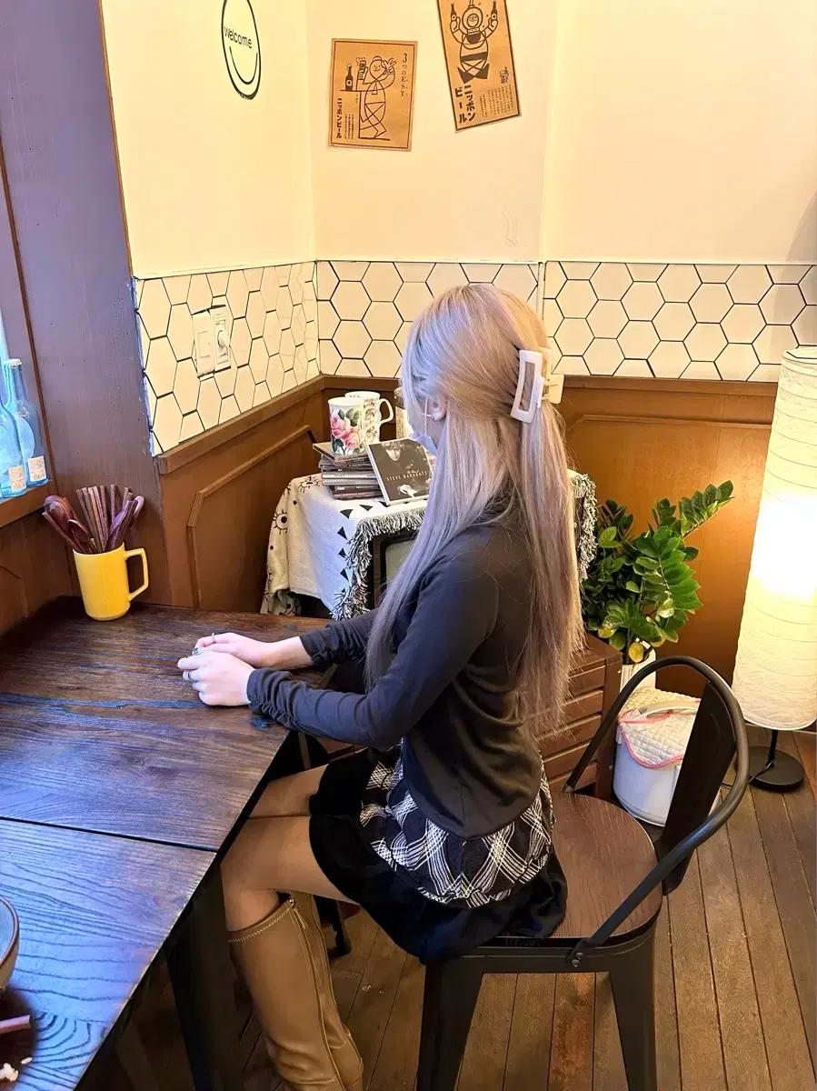 빈티지 목폴라 셔링 체크 원피스 니트 티 하치룩 일브