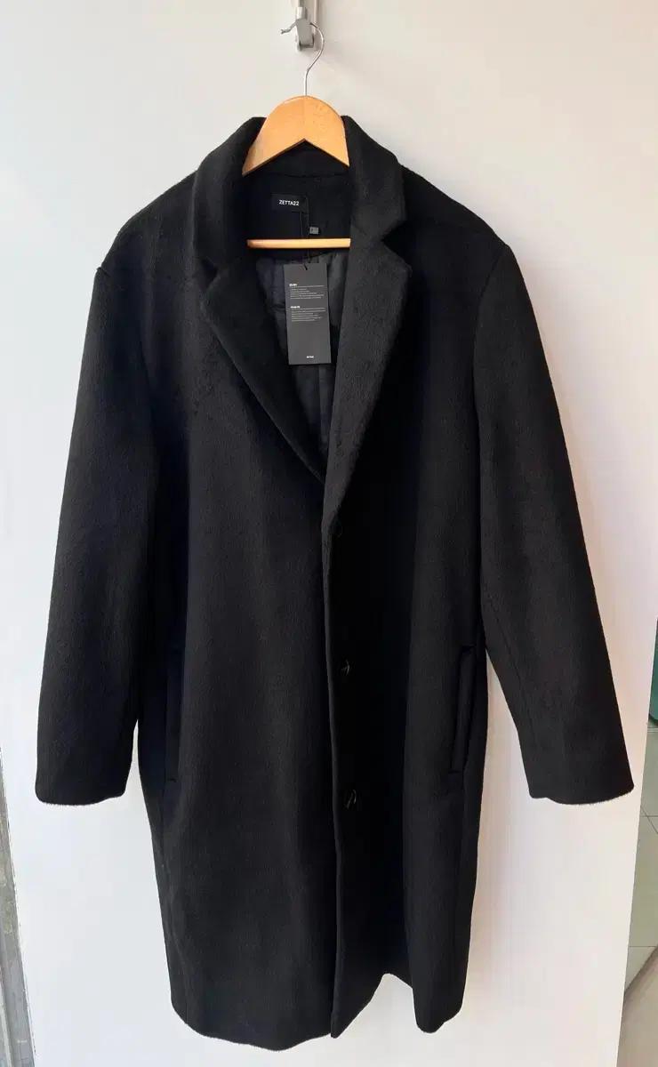 ZETTA22 남성용 세미오버핏 블랙 롱코트 105