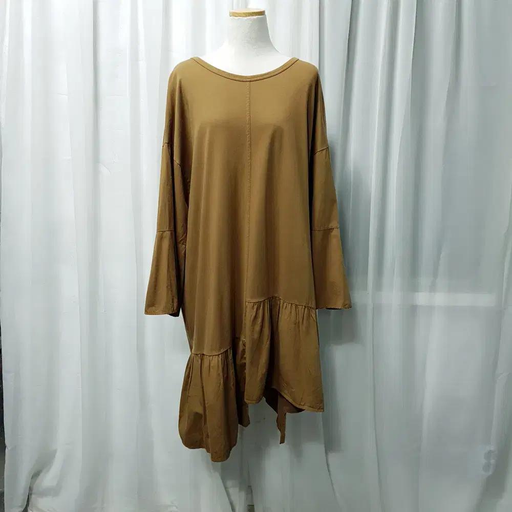 자라 언발란스 루즈핏 박시 긴팔 미디 원피스 여M A1598