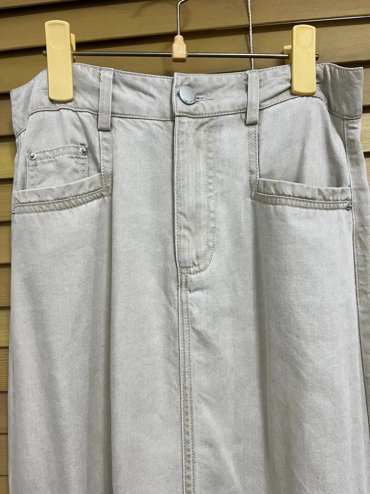 쇼핑몰 여성 아이보리 H라인 워싱코튼스커트 55