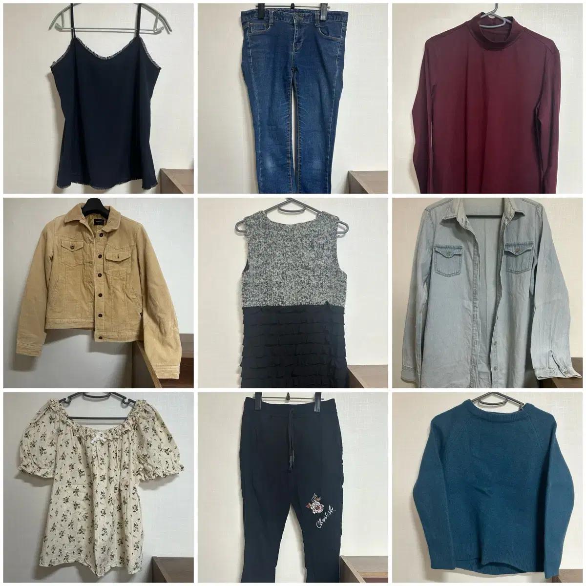 여성 의류 모음 (니트, 남방, 원피스, 티셔츠, 바지 등)