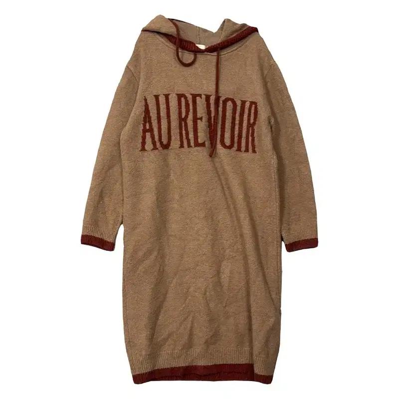 여성 캐주얼 프린팅 카멜 아크릴 후드 니트 원피스 F