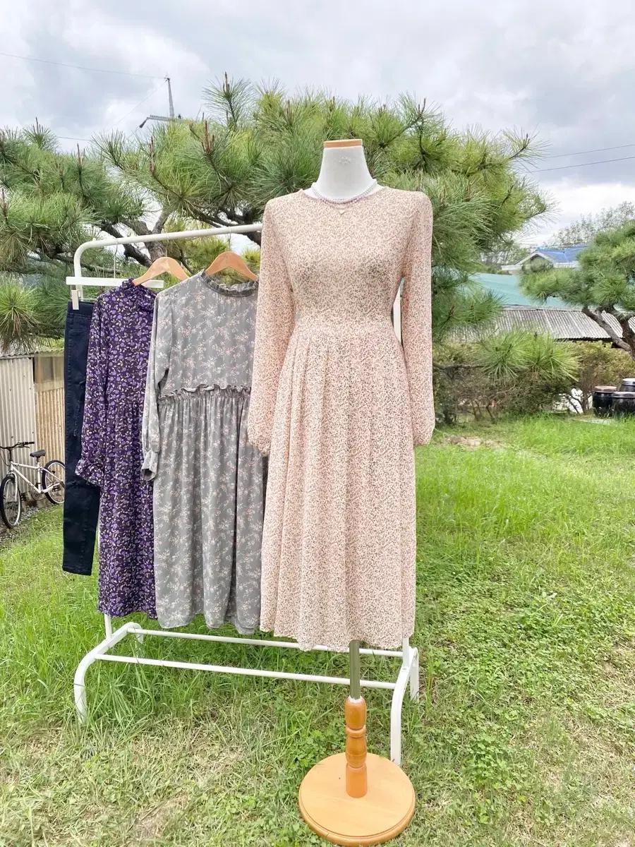 가슴단면45cm 꽃무늬 꽃패턴 잔꽃 잔꽃무늬 쉬폰 롱 원피스