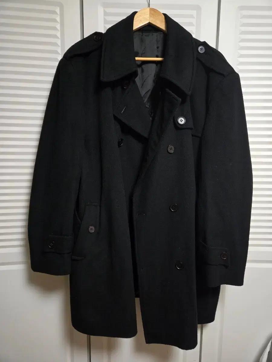 블랙 더블 버튼 숏 모직코트 빅싸이즈