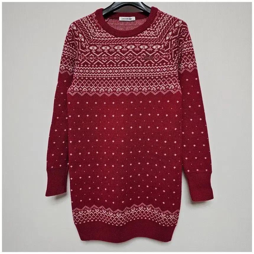 라코스테 레드 패턴 니트 원피스 90 여성