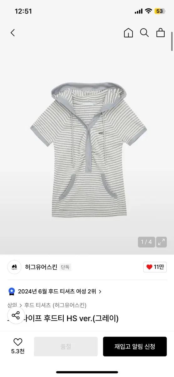 허그유어스킨 스트라이프 후드티 HS ver. 그레이