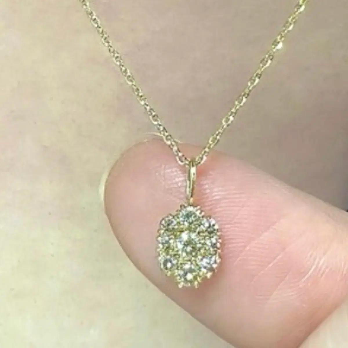 14k 꼬냑다이아 목걸이 펜던트