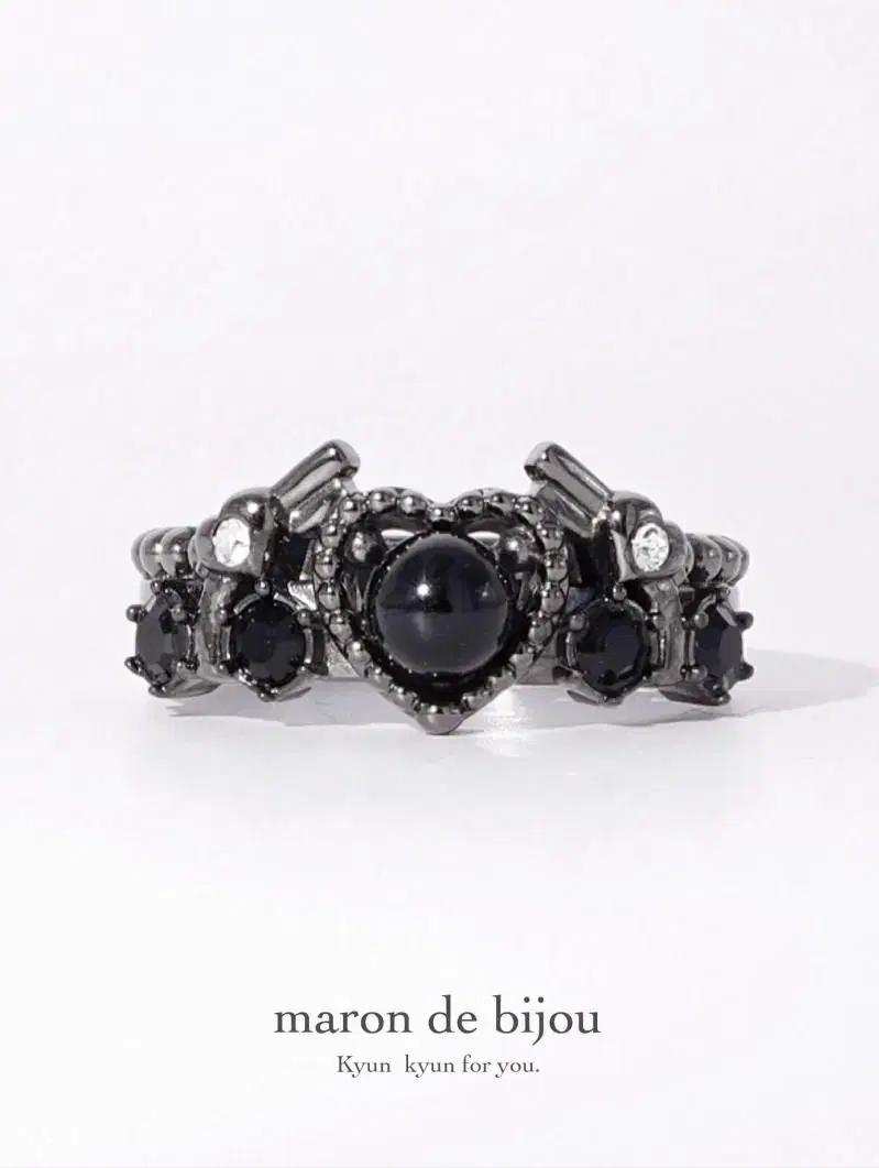 maron de bijou 마론드 비쥬 하트 아티 릴리 링 반지 블랙
