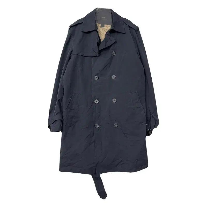 자라 네이비 벨티드 남성 캐주얼 트렌치 코트 M