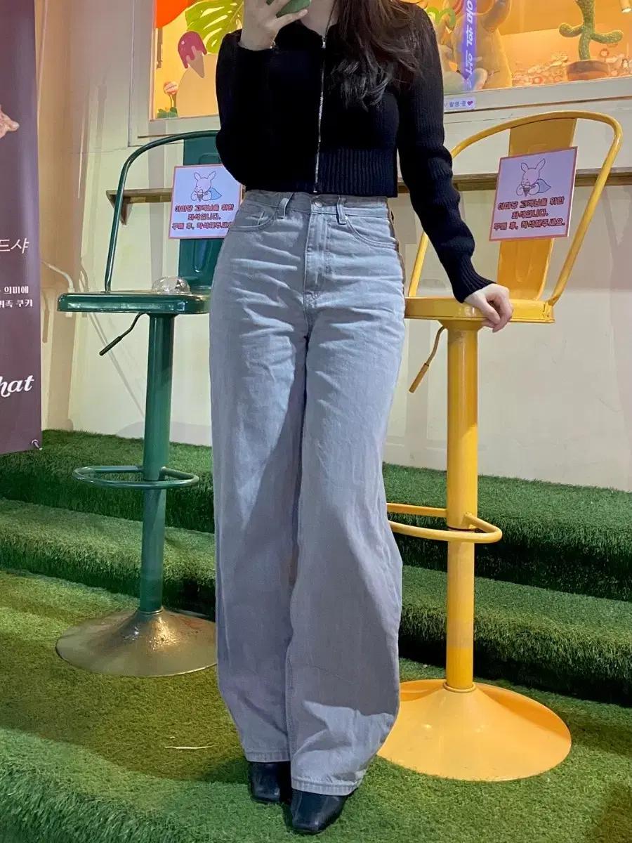 스파오 그레이 데님 허리 29 기장 100
