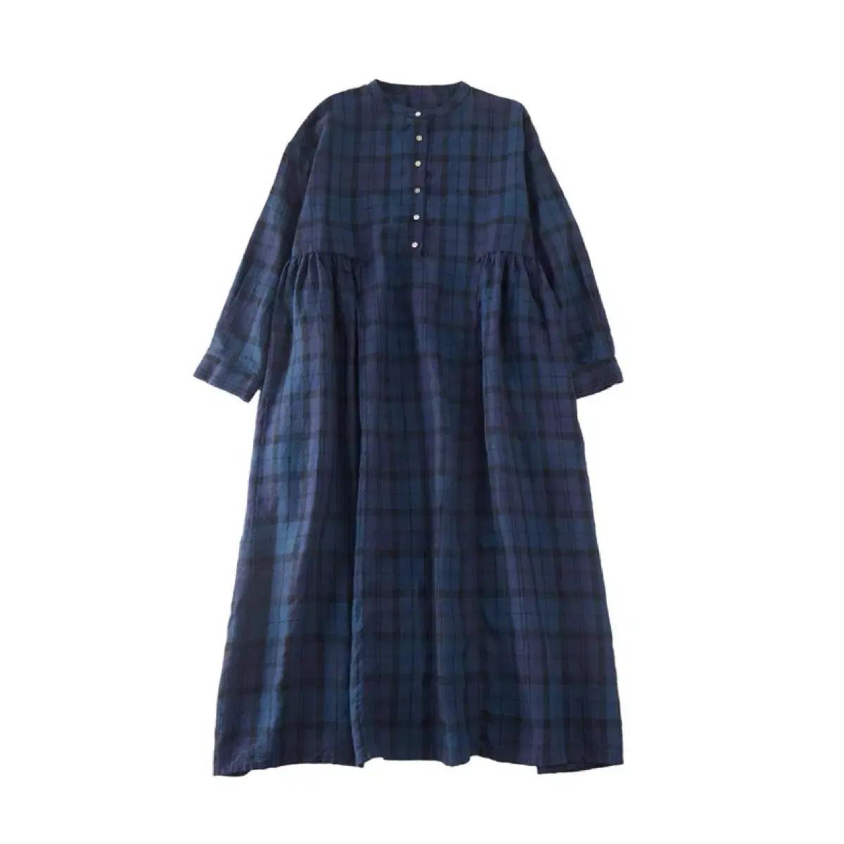 리넨100% 블루퍼플 셔츠 롱원피스 55-77