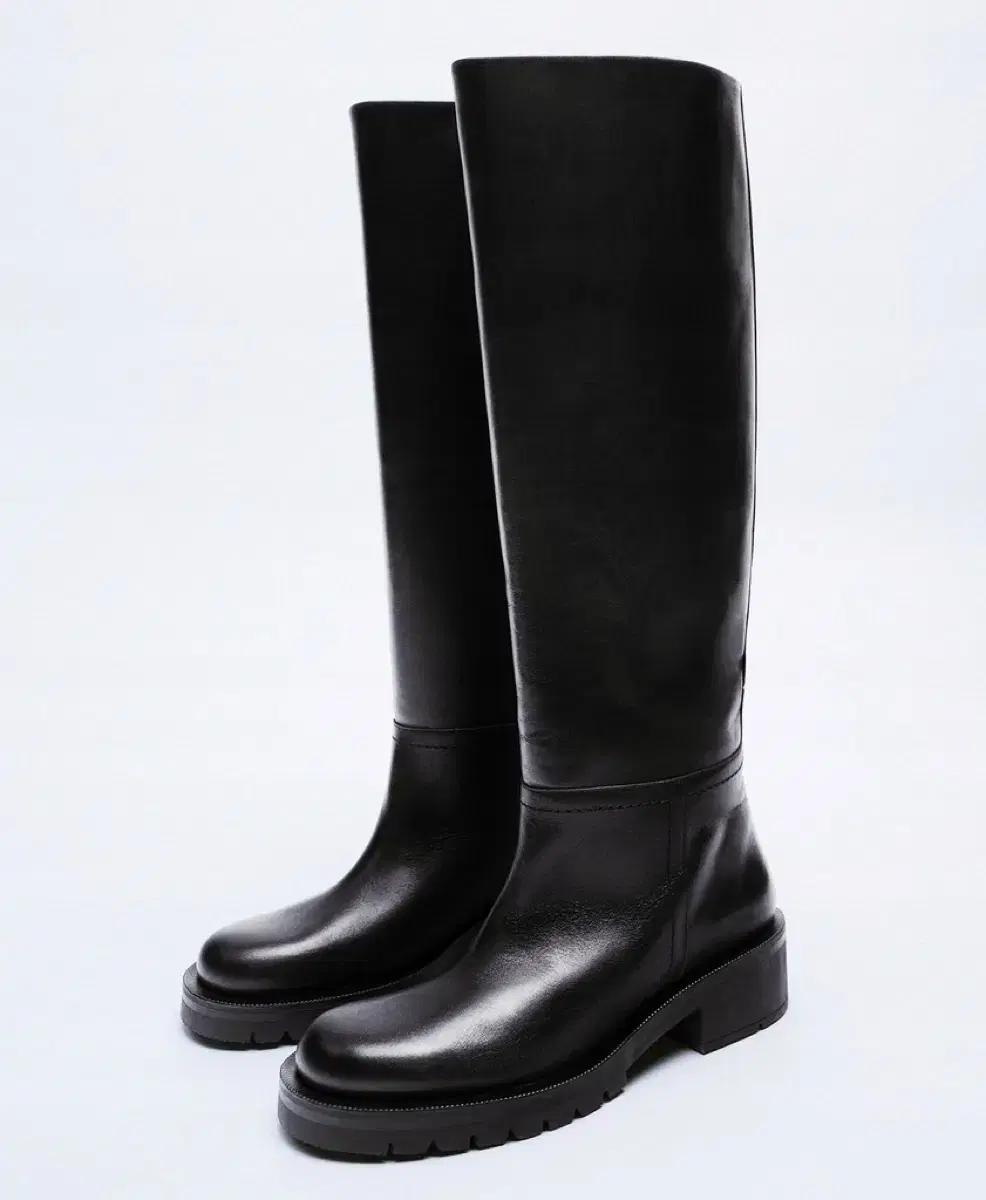 zara 자라 플랫 레더 롱부츠 36 새상품