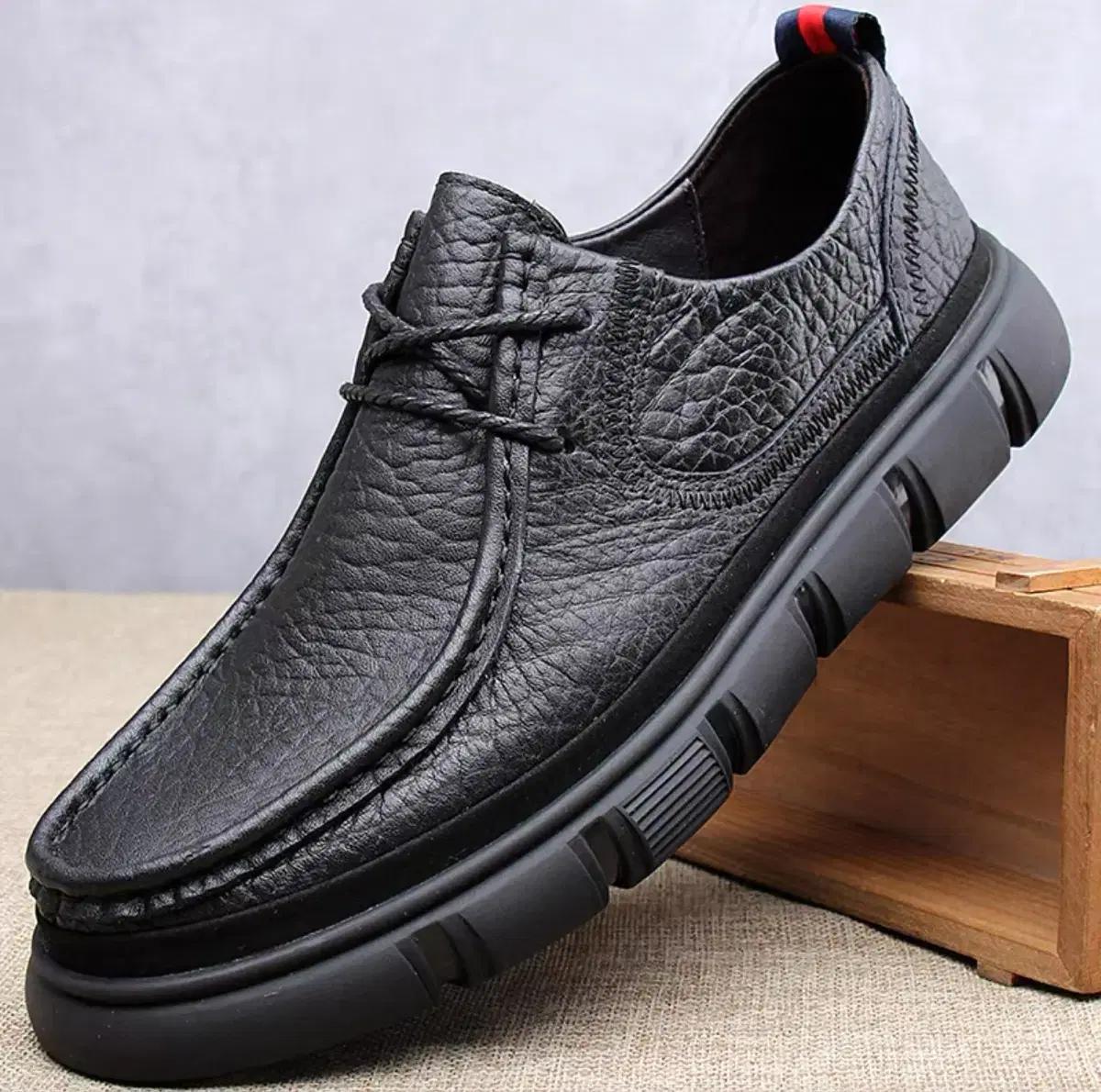 8006A남성화 리얼가죽 통굽 캐주얼 구두 라운드 토오픈 스트랩 아웃도어