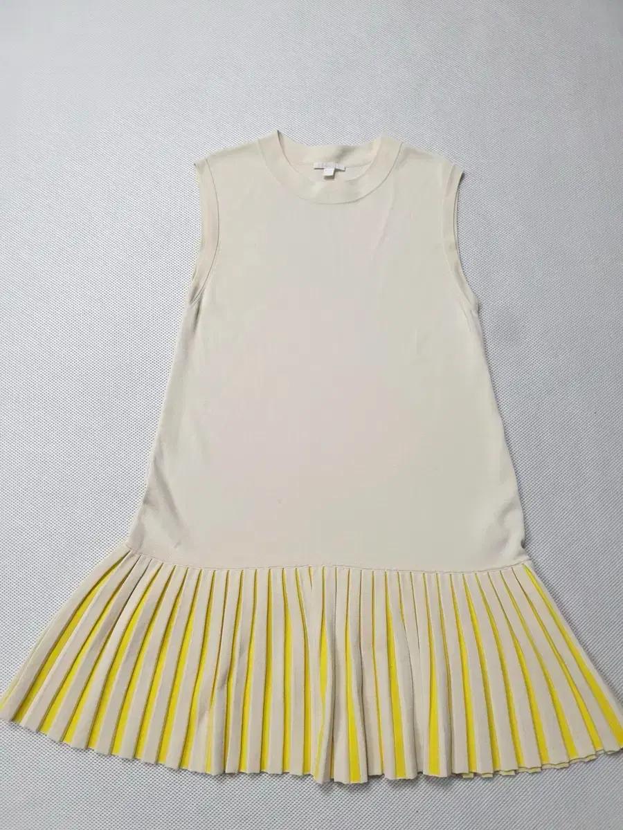 COS 코스 플리츠 니트 원피스 아이보리/옐로 여성95-100