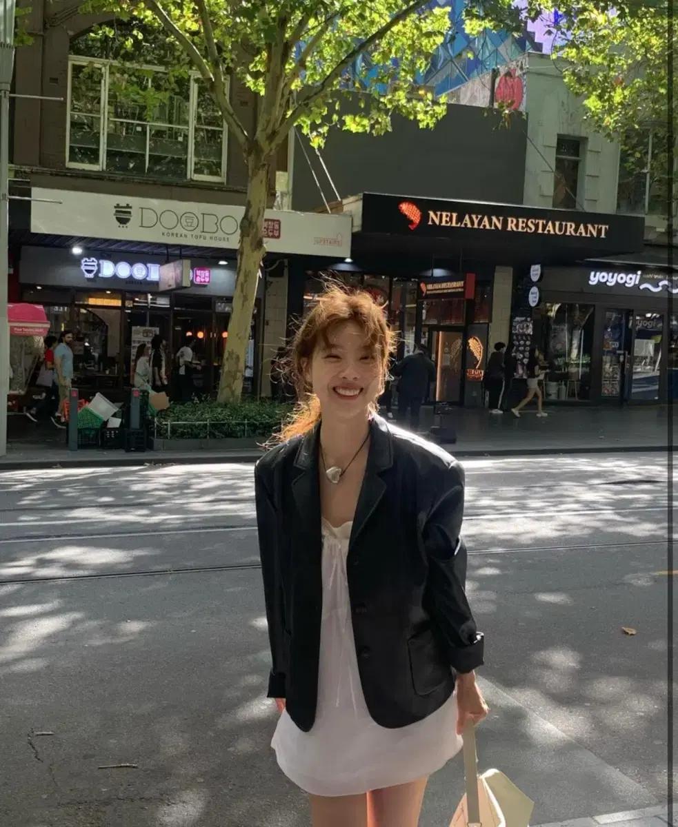 타낫 슬림 레더 자켓