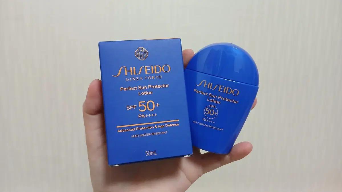 한번사용) 시세이도 파란자차 선크림