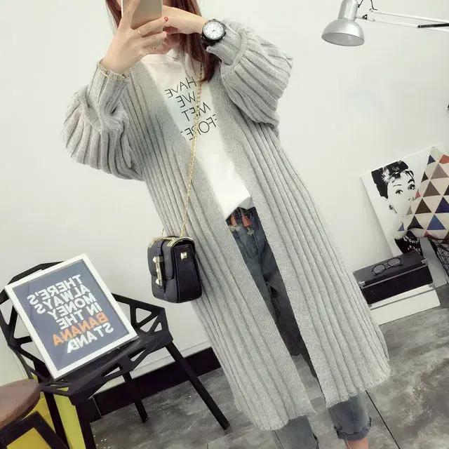 쎄샵 FA1068 골지 오픈롱가디건 그레이 FREE-2개