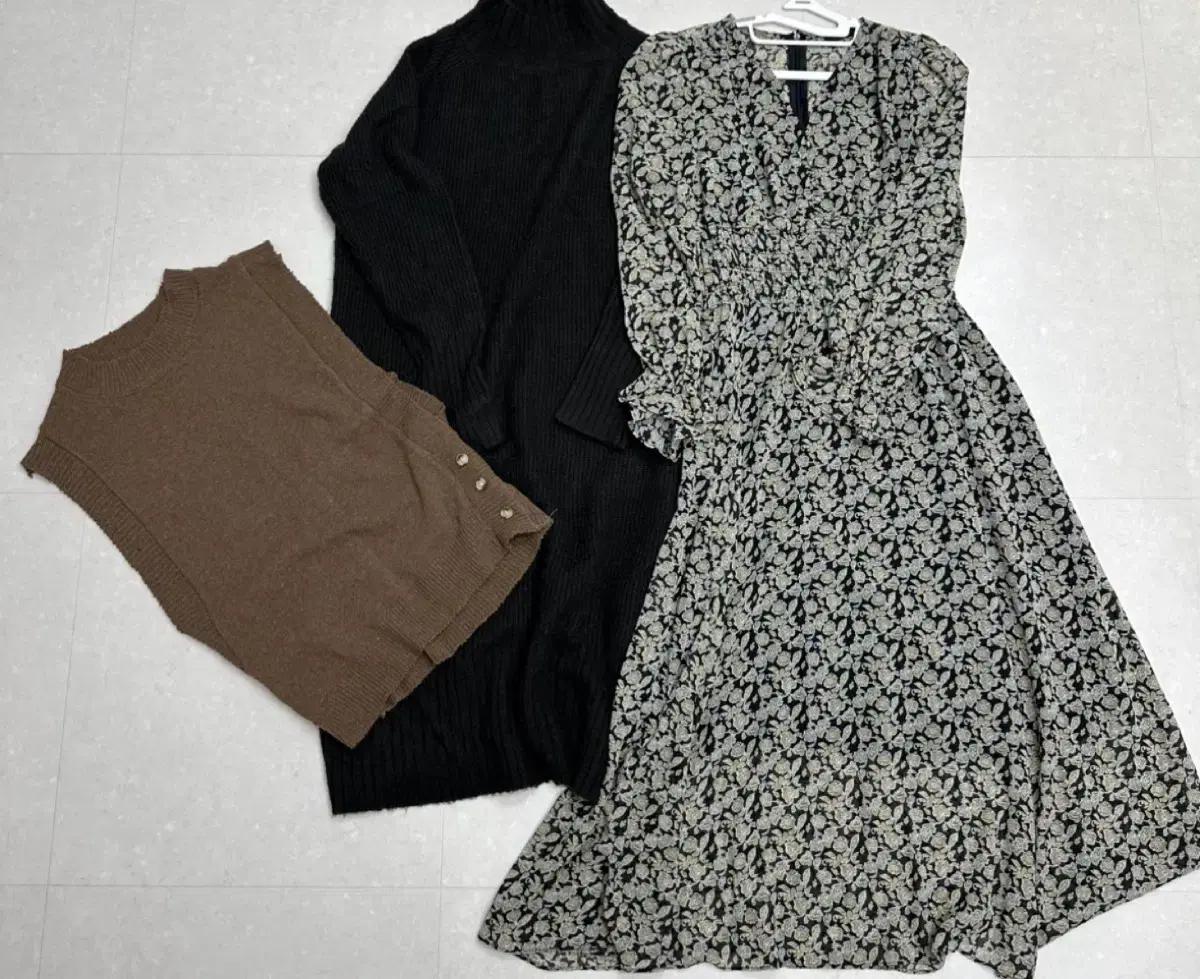 [여성] 쉬폰 원피스/니트조끼+덤)니트 원피스