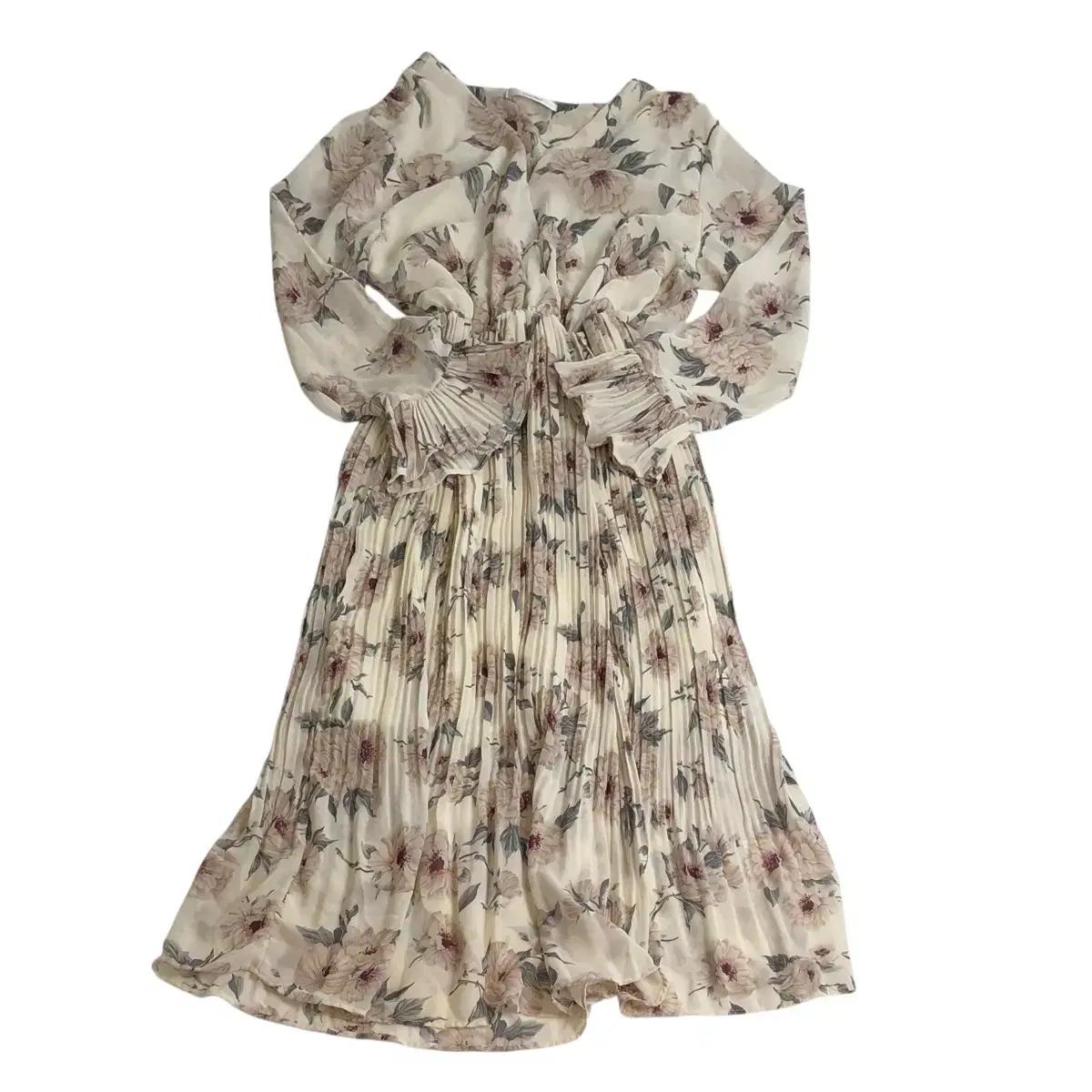 플라워 쉬폰 롱 원피스 아이보리