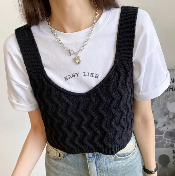 케이블 지글링 뷔스티에 니트 조끼 50%할인