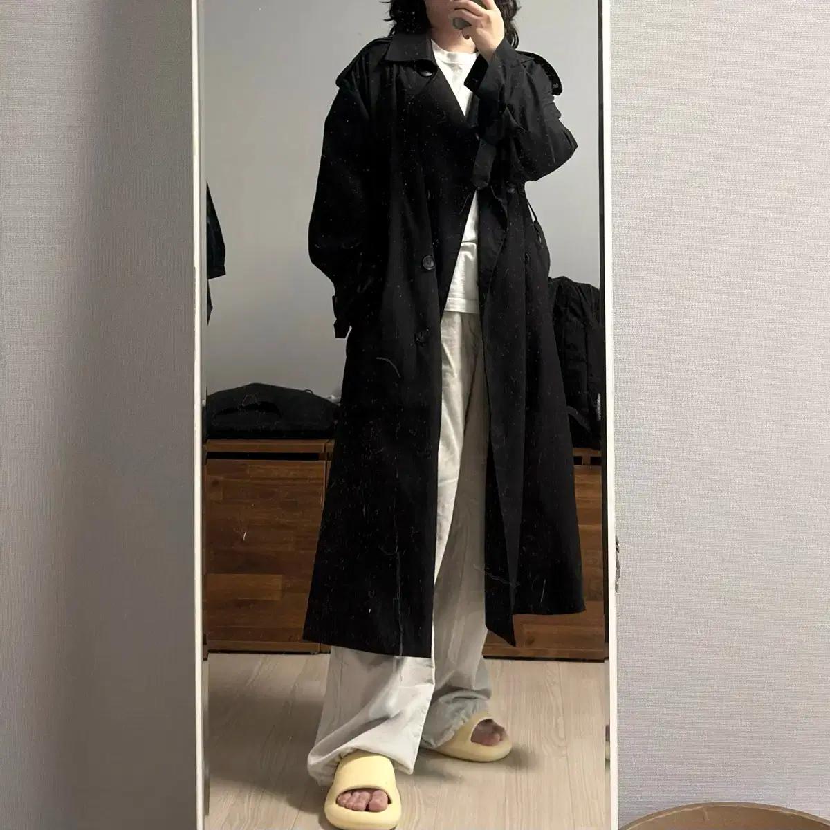 롱 트렌치 코트 여성 자켓 블랙