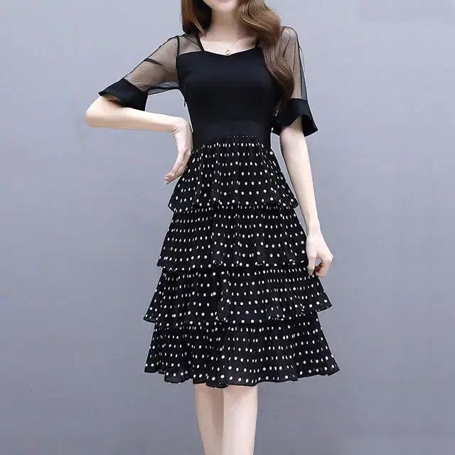 쎄샵 2529 캉캉쉬폰 원피스 블랙땡 55-2개